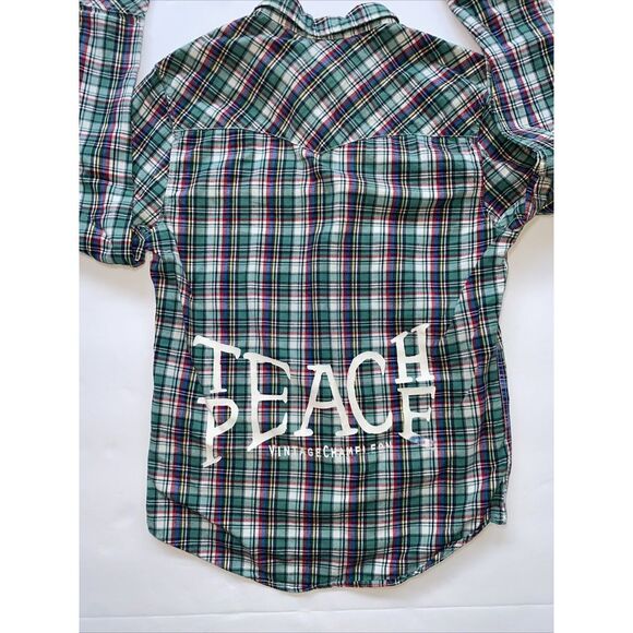 Vintage Inspired Levi's Pearl Snap Button Up Plaid ShirtTeach Peace Small - Picture 2 of 7
